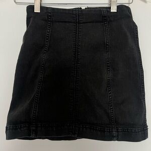 Free People Black Denim Skirt